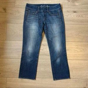 American Eagle Outfitters Blue Ae Artist Stretch Stud Accents Cropped Jeans US 6